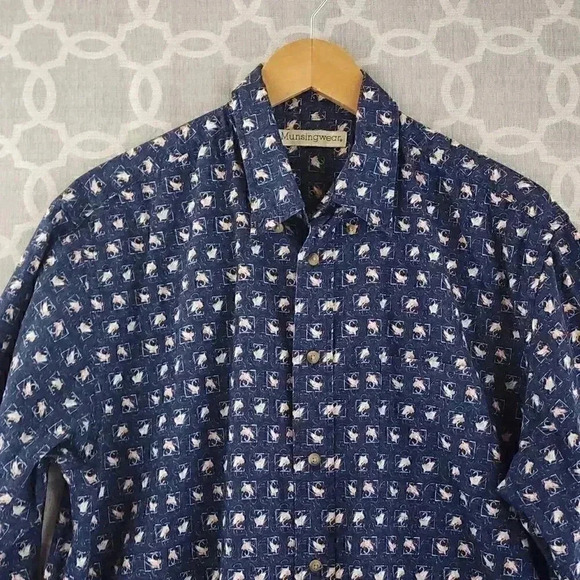 Munsingwear Cotton Pattern button down Men's Shirt L - Picture 3 of 7